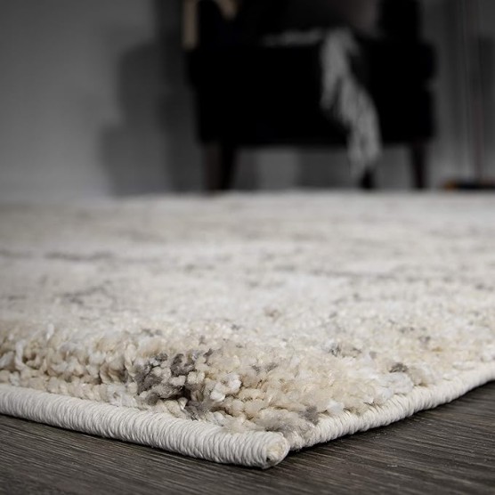 Orian Ava Shag Area Rug-9' x 13', Ivory, Super Soft, Neutral Colors, Marble Pattern, Room Decor, Home Decor
