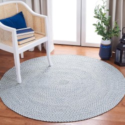 Braided Collection Area Rug - 10' Round, Blue & Ivory, Handmade Country Cottage Reversible, Ideal for High Traffic Areas in Living Room, Bedroom (BRD801M)
