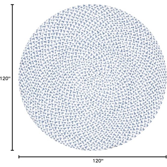 Braided Collection Area Rug - 10' Round, Blue & Ivory, Handmade Country Cottage Reversible, Ideal for High Traffic Areas in Living Room, Bedroom (BRD801M)