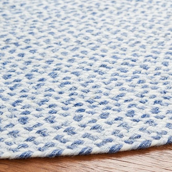 Braided Collection Area Rug - 10' Round, Blue & Ivory, Handmade Country Cottage Reversible, Ideal for High Traffic Areas in Living Room, Bedroom (BRD801M)