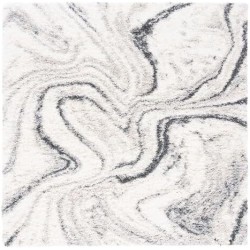 Fontana Shag Collection Area Rug - 10' Square, Ivory & Grey, Modern Abstract Design, Non-Shedding & Easy Care, 2-inch Thick Ideal for High Traffic Areas in Living Room, Bedroom (FNT848A)