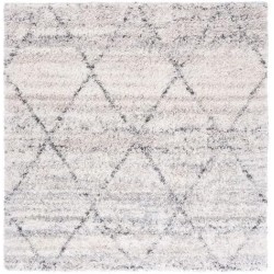 Fontana Shag Collection Area Rug - 10' Square, Grey & Ivory, Modern Trellis Design, Non-Shedding & Easy Care, 2-inch Thick Ideal for High Traffic Areas in Living Room, Bedroom (FNT886F)
