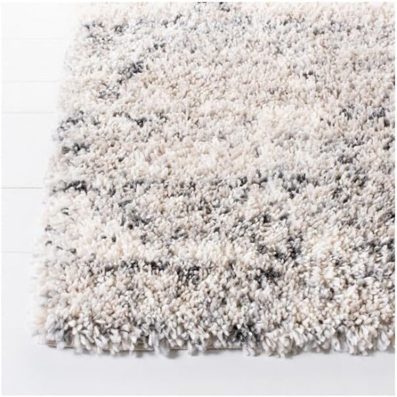 Fontana Shag Collection Area Rug - 10' Square, Grey & Ivory, Modern Trellis Design, Non-Shedding & Easy Care, 2-inch Thick Ideal for High Traffic Areas in Living Room, Bedroom (FNT886F)