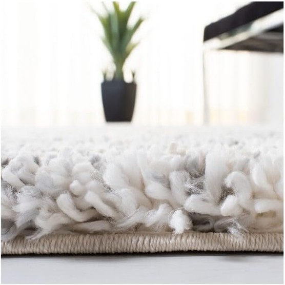 Fontana Shag Collection Area Rug - 10' Square, Grey & Ivory, Modern Trellis Design, Non-Shedding & Easy Care, 2-inch Thick Ideal for High Traffic Areas in Living Room, Bedroom (FNT886F)