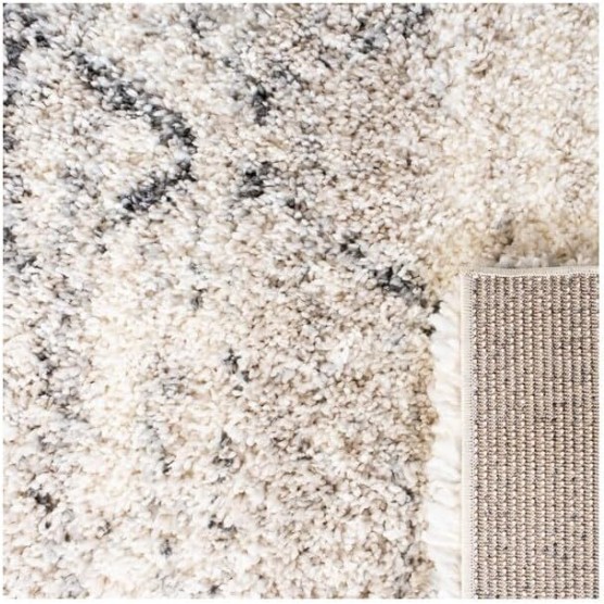Fontana Shag Collection Area Rug - 10' Square, Grey & Ivory, Modern Trellis Design, Non-Shedding & Easy Care, 2-inch Thick Ideal for High Traffic Areas in Living Room, Bedroom (FNT886F)