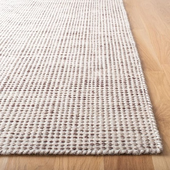 Vermont Collection Area Rug - 9' x 12', Brown & Ivory, Handmade Wool, Ideal for High Traffic Areas in Living Room, Bedroom (VRM805T)