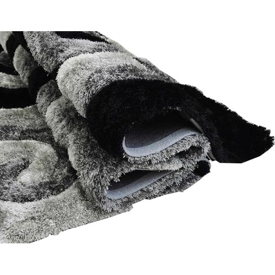 Gray shag Rug 8x10 for Living Room Decor 2021 Rug Trends Bright Modern Swirls Pattern, 3-D Hand Carved Shaggy Black/Gray/Silver