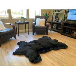 Faux Sheepskin Super Soft Hypoallergenic Silky Shag Bear Rug for Living Room, Kids Room, Sofa (5'x7', Black)