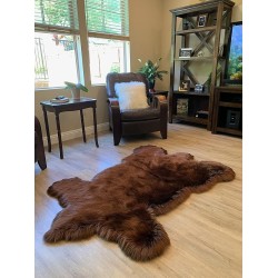 Faux Sheepskin Super Soft Hypoallergenic Silky Shag Bear Rug for Living Room, Kids Room, Sofa (5'x7', Brown)