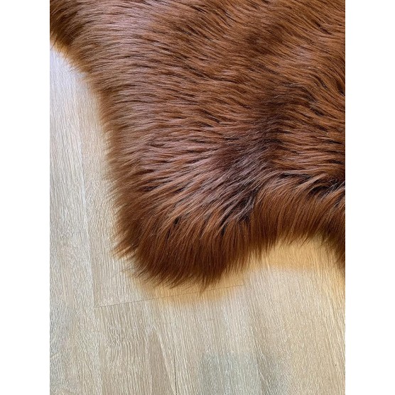 Faux Sheepskin Super Soft Hypoallergenic Silky Shag Bear Rug for Living Room, Kids Room, Sofa (5'x7', Brown)