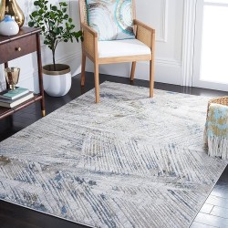 Bel Air Collection Area Rug - 9' x 12', Grey & Blue, Chic Abstract Design, Non-Shedding & Easy Care, Ideal for High Traffic Areas in Living Room, Bedroom (BLA224F)