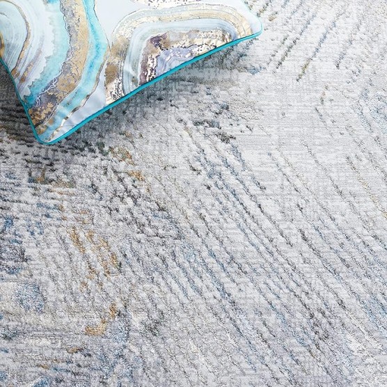 Bel Air Collection Area Rug - 9' x 12', Grey & Blue, Chic Abstract Design, Non-Shedding & Easy Care, Ideal for High Traffic Areas in Living Room, Bedroom (BLA224F)