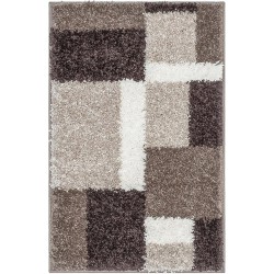 Madison Shag Cubes Beige Brown Contemporary High-Low Textured Thick Shag Plush 9'3" X 12'6" Area Rug