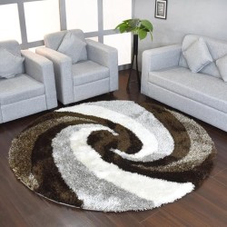Hand Tufted SHAG Polyester ECO-Friendly Area Rugs - 10'x10', Round, Multicolor, Contemporary Modern Design, High Pile Thick Handmade Anti Skid Rugs for Living Room K00014