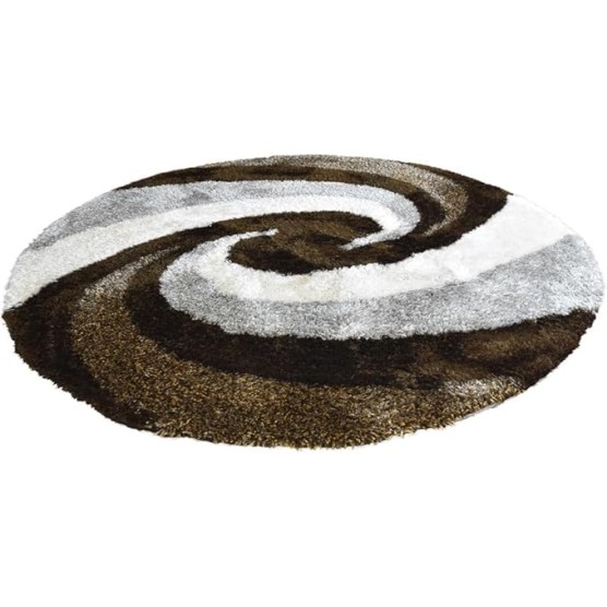 Hand Tufted SHAG Polyester ECO-Friendly Area Rugs - 10'x10', Round, Multicolor, Contemporary Modern Design, High Pile Thick Handmade Anti Skid Rugs for Living Room K00014