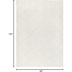 Palafito 8x10 Geometric Shag Diamond High-Low Pile Textured Indoor Area Rug (White, 7'10" x 10')
