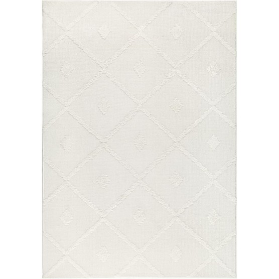 Palafito 8x10 Geometric Shag Diamond High-Low Pile Textured Indoor Area Rug (White, 7'10" x 10')