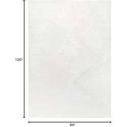 Palafito 8x10 Geometric Shag Diamond High-Low Pile Textured Indoor Area Rug (White, 7'10" x 10')