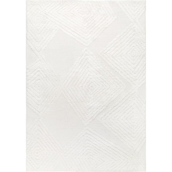 Palafito 8x10 Geometric Shag Diamond High-Low Pile Textured Indoor Area Rug (White, 7'10" x 10')