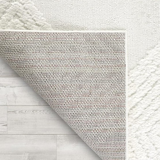 Palafito 8x10 Geometric Shag Diamond High-Low Pile Textured Indoor Area Rug (White, 7'10" x 10')