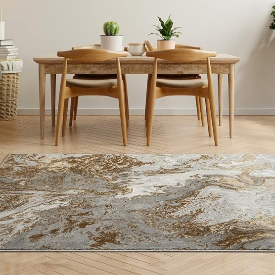 Marble Swirl Abstract Area Rug, Gray 9x12
