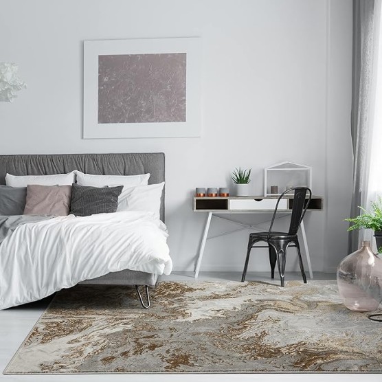 Marble Swirl Abstract Area Rug, Gray 9x12