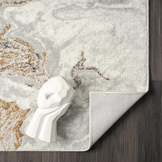 Marble Swirl Abstract Area Rug, Gray 9x12