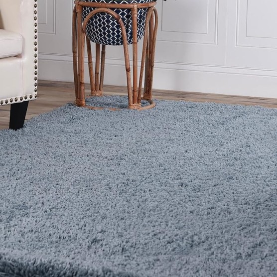 Indoor Large Shag Area Rug with Cotton Backing, Ultra Plush and Soft, Fuzzy Rugs for Living Room, Bedroom, Office, Playroom, Kids, Home Floor Decor, Berlin Collection, 8' X 10', Blue