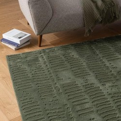 Shell 5'3"x7'10" Washable Area Rug for Living Room Bedroom - 100% Recycled Oeko-TEX Certified, Medium Pile, Green
