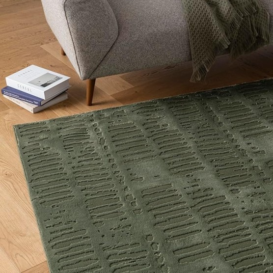 Shell 5'3"x7'10" Washable Area Rug for Living Room Bedroom - 100% Recycled Oeko-TEX Certified, Medium Pile, Green
