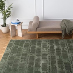 Shell 6'7"x9' Washable Area Rug for Living Room Bedroom - 100% Recycled Oeko-TEX Certified, Medium Pile, Green