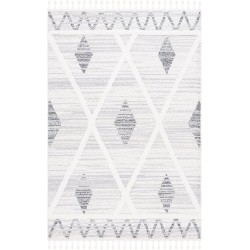 Area Rug 8x10 - Moroccan Tassel Shag Collection - Large - Beige & Grey, Boho Design, Non-Shedding & Easy Cleaning, Plush Pile, Ideal for Living Room, Bedroom, Dining Space (MTS642A)