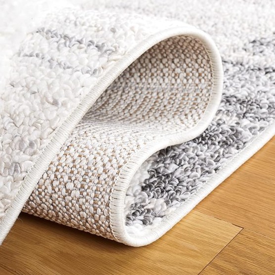 Area Rug 8x10 - Moroccan Tassel Shag Collection - Large - Beige & Grey, Boho Design, Non-Shedding & Easy Cleaning, Plush Pile, Ideal for Living Room, Bedroom, Dining Space (MTS642A)