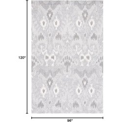 Area Rug 8x10 - Ikat Collection - Large - Grey & Ivory, Handmade Wool, Bohemian Style, Ideal for Living Room, Bedroom, Office, Dining Space (IKT652F)
