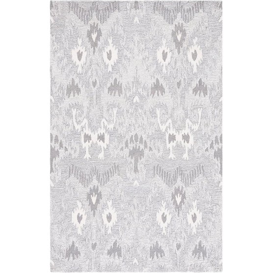 Area Rug 8x10 - Ikat Collection - Large - Grey & Ivory, Handmade Wool, Bohemian Style, Ideal for Living Room, Bedroom, Office, Dining Space (IKT652F)