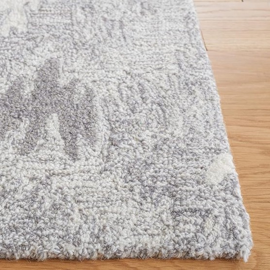 Area Rug 8x10 - Ikat Collection - Large - Grey & Ivory, Handmade Wool, Bohemian Style, Ideal for Living Room, Bedroom, Office, Dining Space (IKT652F)