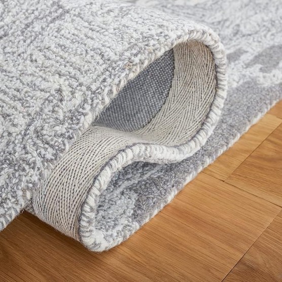 Area Rug 8x10 - Ikat Collection - Large - Grey & Ivory, Handmade Wool, Bohemian Style, Ideal for Living Room, Bedroom, Office, Dining Space (IKT652F)