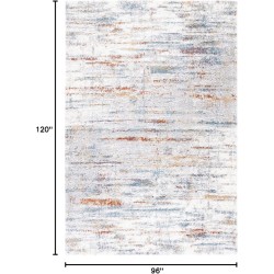 Area Rug 8x10 - Berber Shag Collection - Large - Blue Rust & Ivory, Modern Design, Non-Shedding & Easy Cleaning, Plush Thick Pile, Ideal for Living Room, Bedroom, Dining Space (BER577A)