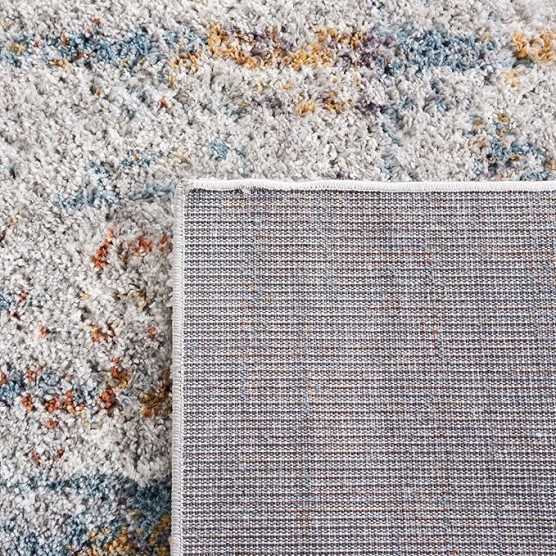 Area Rug 8x10 - Berber Shag Collection - Large - Blue Rust & Ivory, Modern Design, Non-Shedding & Easy Cleaning, Plush Thick Pile, Ideal for Living Room, Bedroom, Dining Space (BER577A)