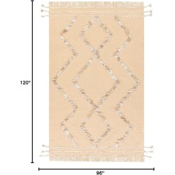 Mark&Day Area Rugs, 8x10 Overheek Global Yellow Area Rug, Beige White Brown Carpet for Living Room, Bedroom or Kitchen (8' x 10')