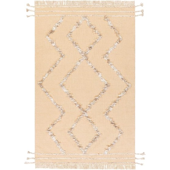 Mark&Day Area Rugs, 8x10 Overheek Global Yellow Area Rug, Beige White Brown Carpet for Living Room, Bedroom or Kitchen (8' x 10')