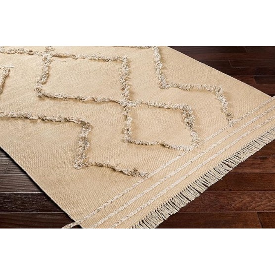Mark&Day Area Rugs, 8x10 Overheek Global Yellow Area Rug, Beige White Brown Carpet for Living Room, Bedroom or Kitchen (8' x 10')