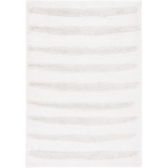 Hi-Lo Shag Collection Area Rug - 9' x 12', Beige, Modern Stripe Textured Design, Non-Shedding & Easy Care, 1.6-inch Thick Ideal for High Traffic Areas in Living Room, Bedroom (HLS202B)