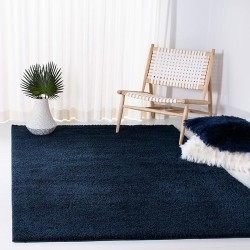 August Shag Collection Area Rug - 10' x 14', Navy, Solid Design, Non-Shedding & Easy Care, 1.25-inch Thick Ideal for High Traffic Areas in Living Room, Bedroom (AUG553M)