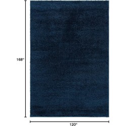 August Shag Collection Area Rug - 10' x 14', Navy, Solid Design, Non-Shedding & Easy Care, 1.25-inch Thick Ideal for High Traffic Areas in Living Room, Bedroom (AUG553M)