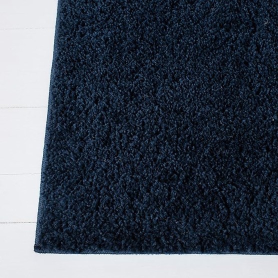 August Shag Collection Area Rug - 10' x 14', Navy, Solid Design, Non-Shedding & Easy Care, 1.25-inch Thick Ideal for High Traffic Areas in Living Room, Bedroom (AUG553M)