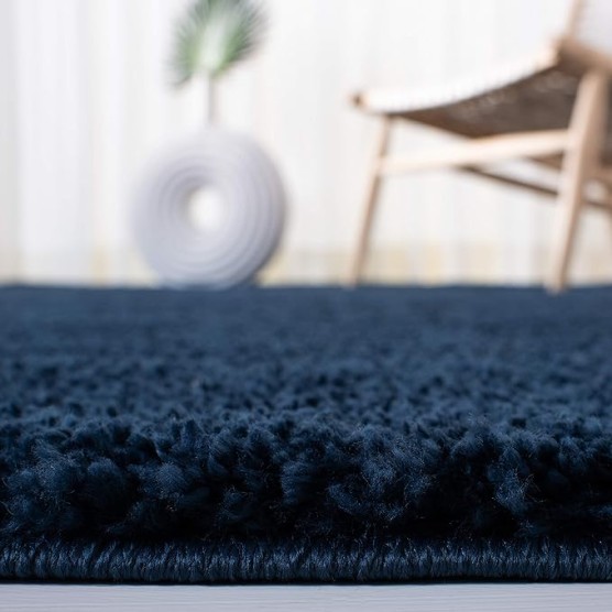 August Shag Collection Area Rug - 10' x 14', Navy, Solid Design, Non-Shedding & Easy Care, 1.25-inch Thick Ideal for High Traffic Areas in Living Room, Bedroom (AUG553M)