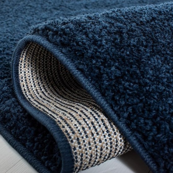 August Shag Collection Area Rug - 10' x 14', Navy, Solid Design, Non-Shedding & Easy Care, 1.25-inch Thick Ideal for High Traffic Areas in Living Room, Bedroom (AUG553M)