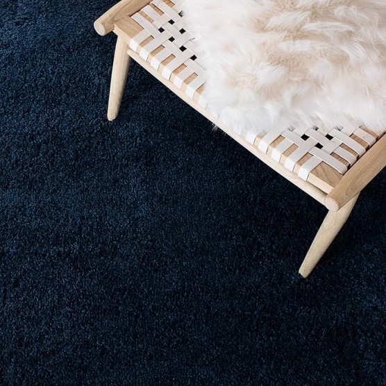 August Shag Collection Area Rug - 10' x 14', Navy, Solid Design, Non-Shedding & Easy Care, 1.25-inch Thick Ideal for High Traffic Areas in Living Room, Bedroom (AUG553M)