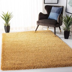 Hudson Shag Collection Area Rug - 9' x 12', Gold, Modern Solid Design, Non-Shedding & Easy Care, 2-inch Thick Ideal for High Traffic Areas in Living Room, Bedroom (SGH220D)